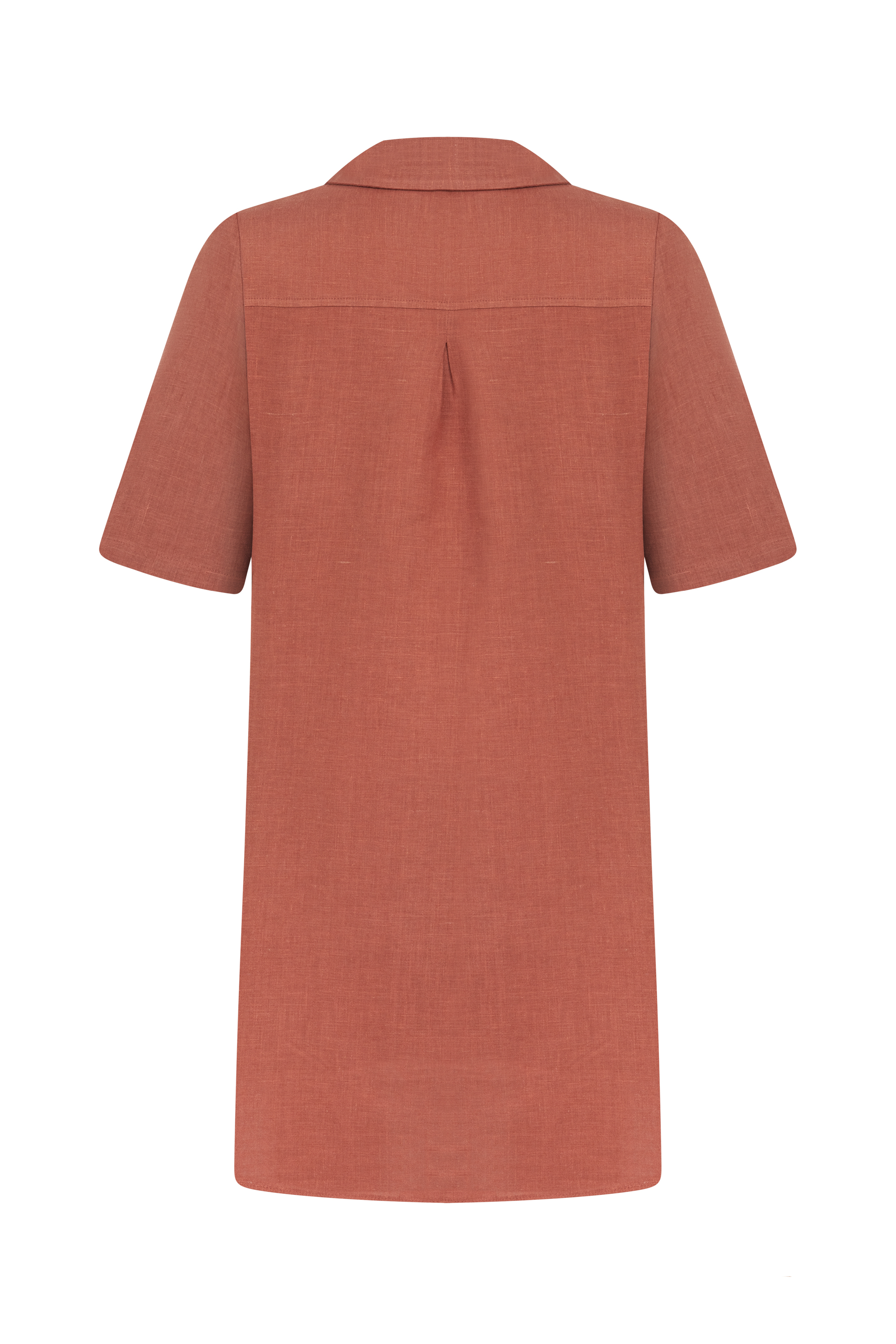 KISA KOLLU MİNİ KETEN ELBİSE