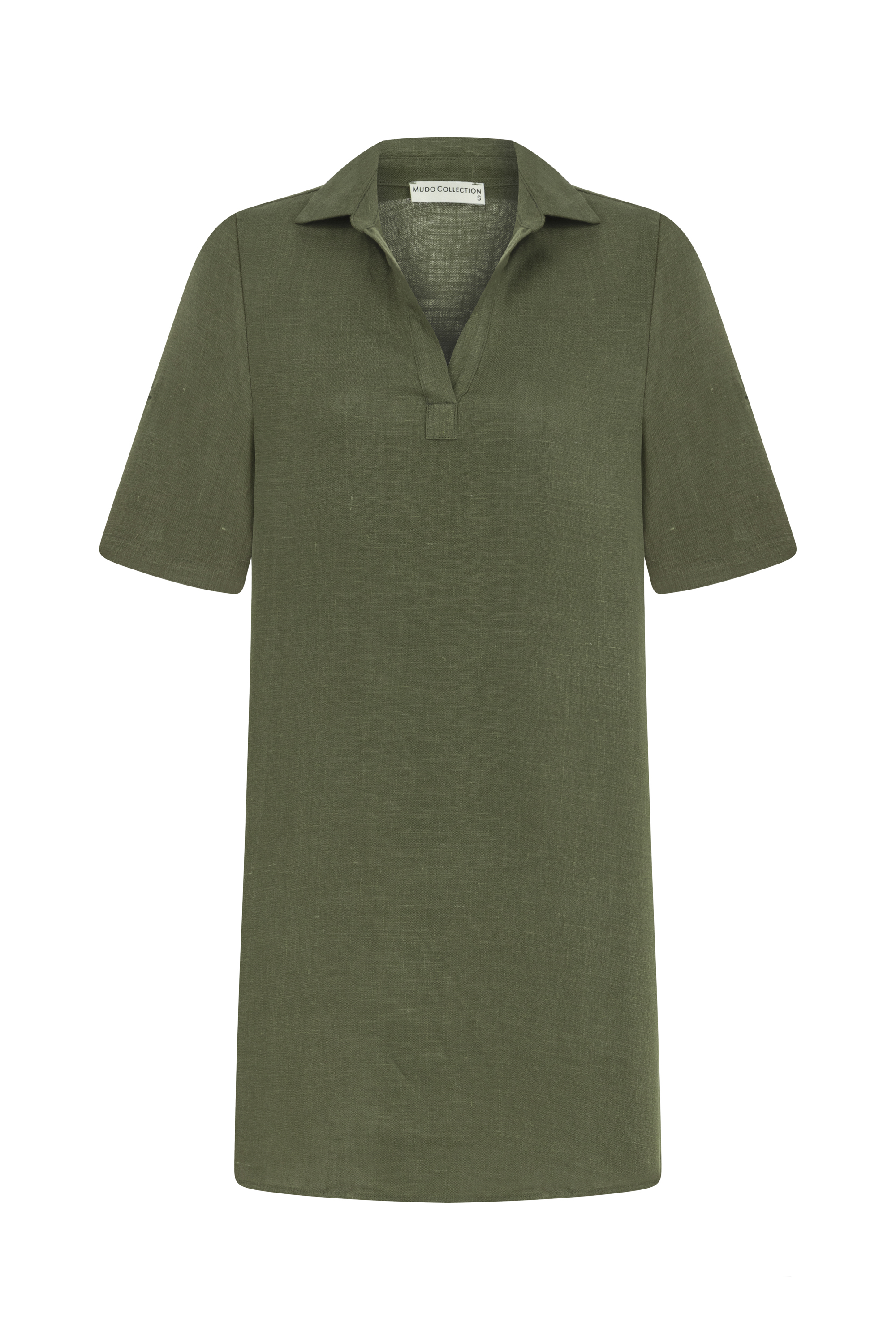 KISA KOLLU MİNİ KETEN ELBİSE