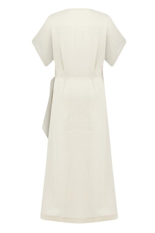  BAĞLAMA DETAYLI MİDİ KRUVAZE ELBİSE