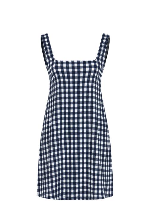  ÇİZGİLİ A FORM MİNİ ELBİSE