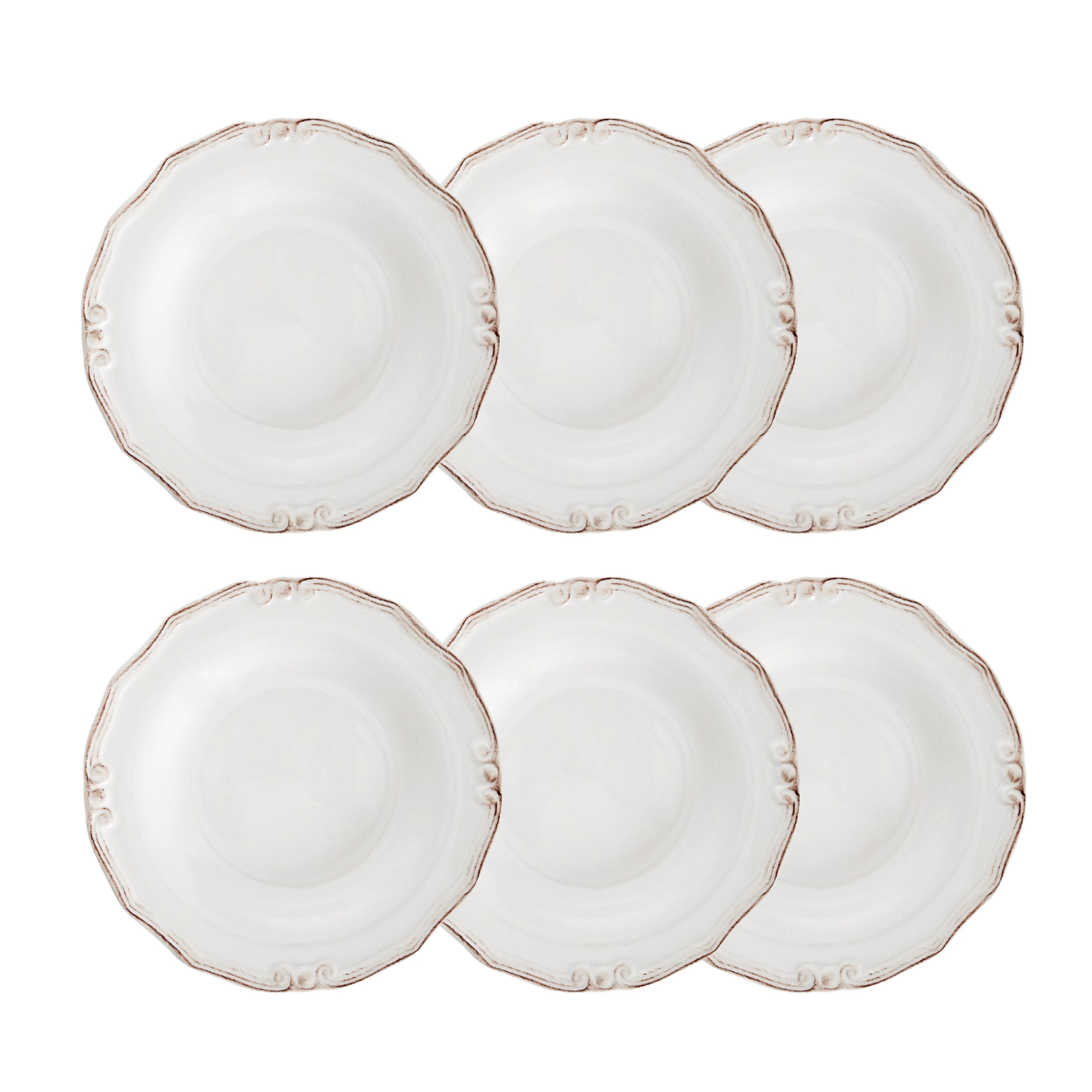 EKRU 6 LI ÇUKUR YEMEK TABAĞI SETİ 22CM