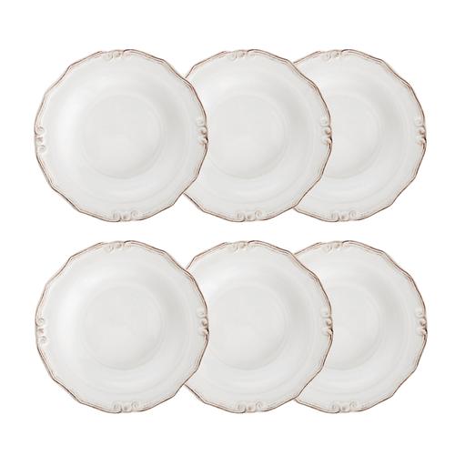 EKRU 6 LI ÇUKUR YEMEK TABAĞI SETİ 22CM