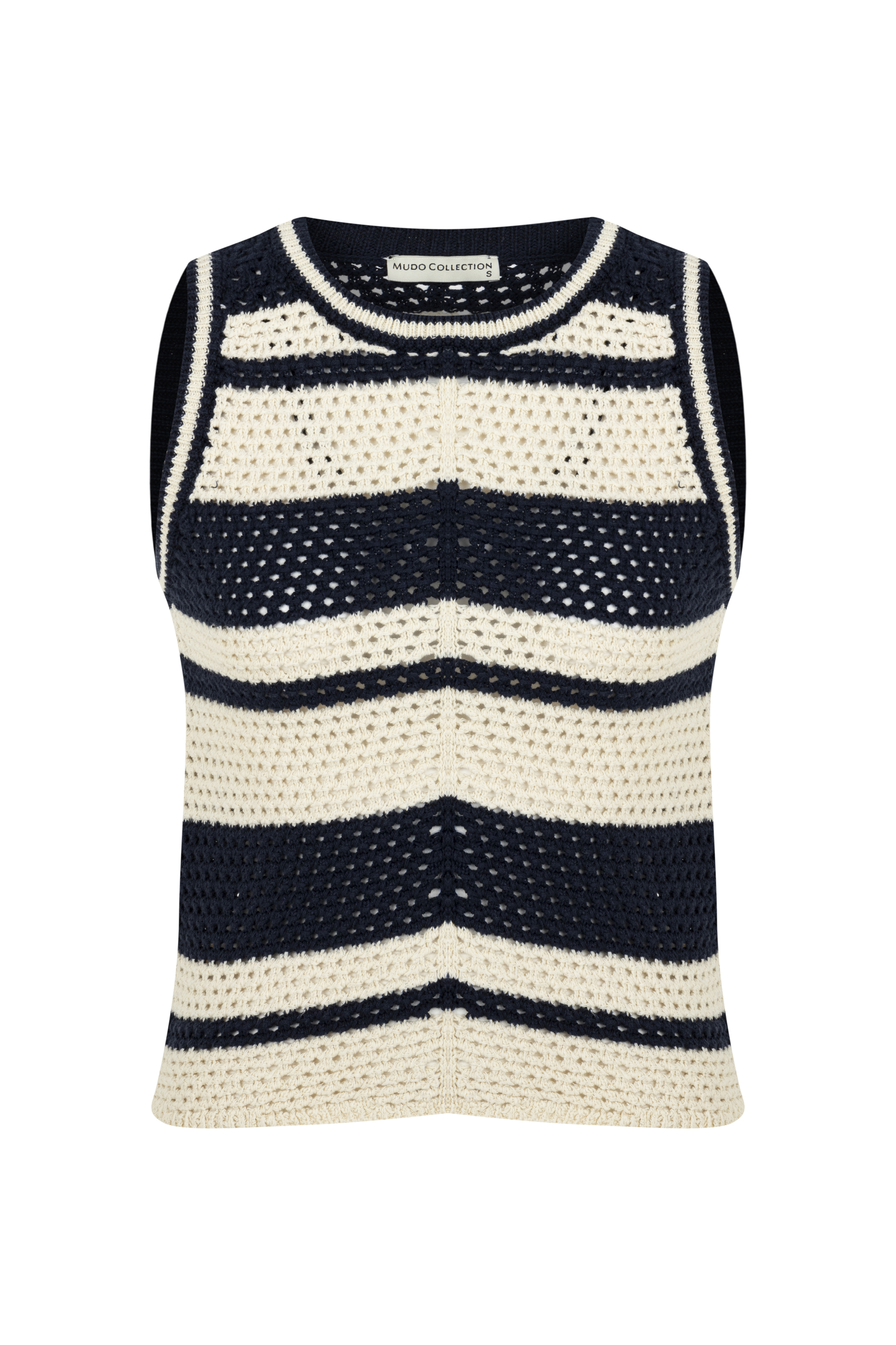 AJURLU ÇİZGİLİ KOLSUZ TRİKO