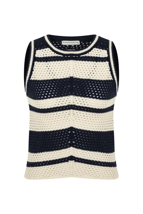  AJURLU ÇİZGİLİ KOLSUZ TRİKO