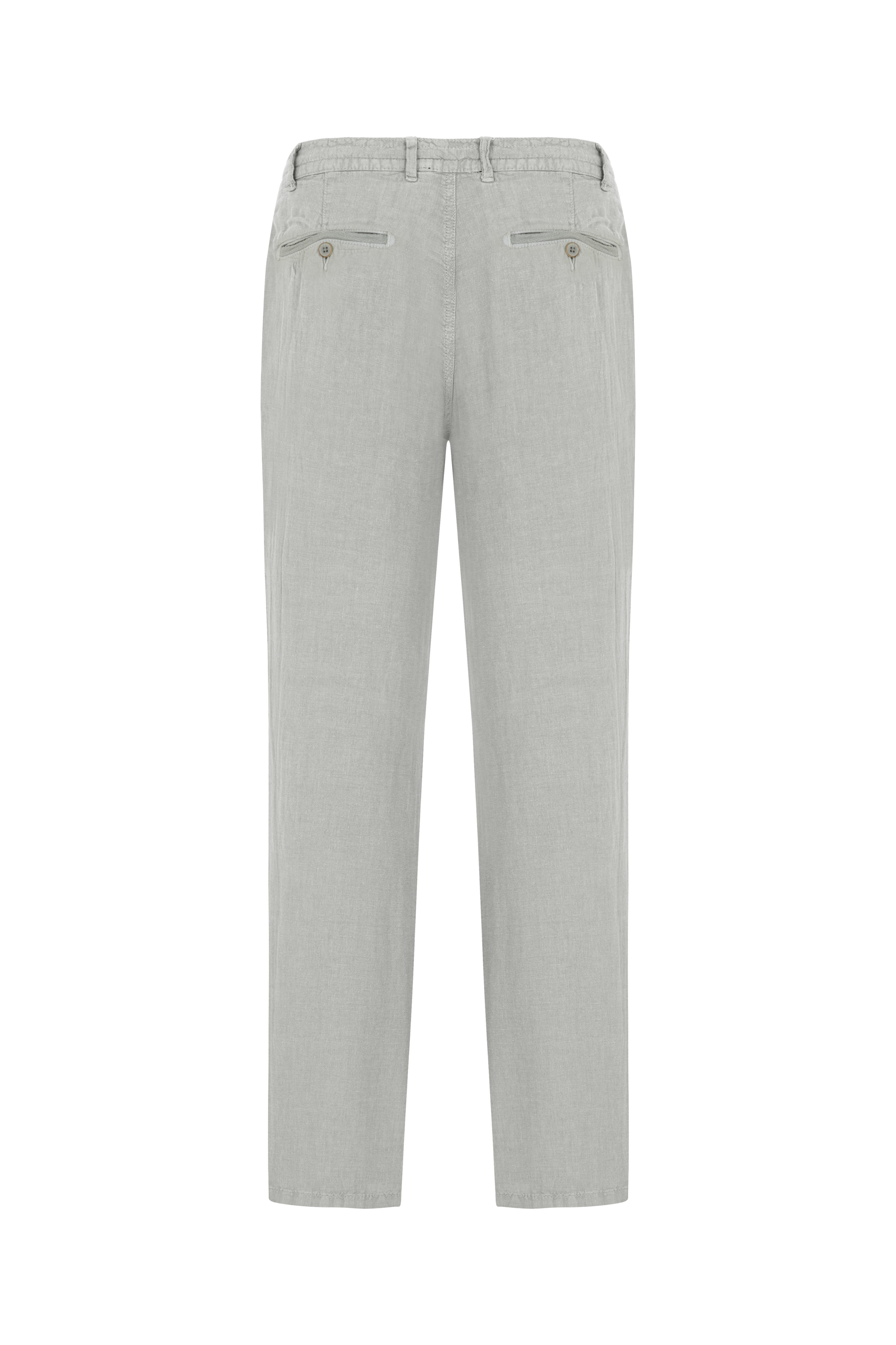 Erkek Gri Straight Fit Keten Pantolon