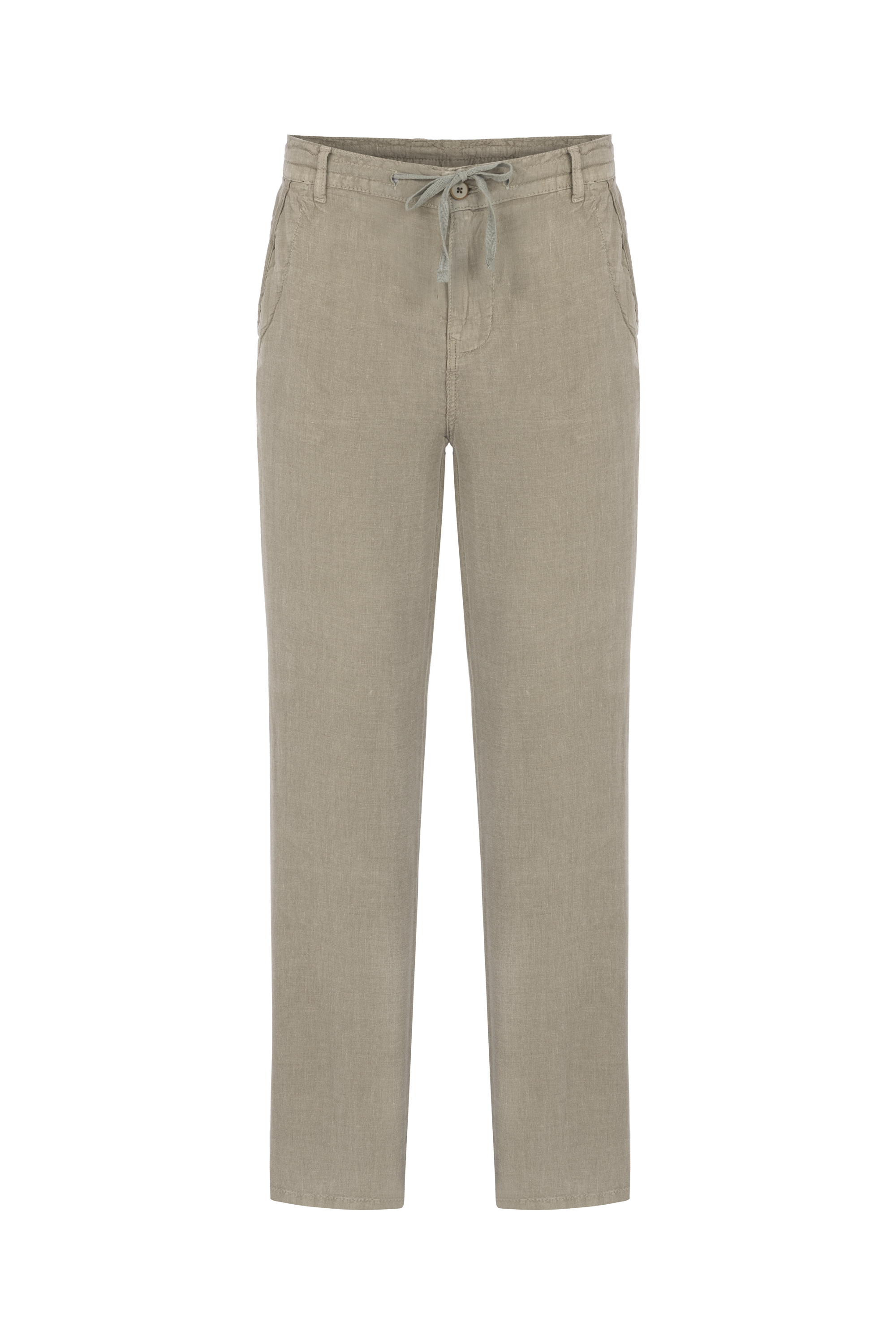 Erkek Bej Rengi Straight Fit Keten Pantolon