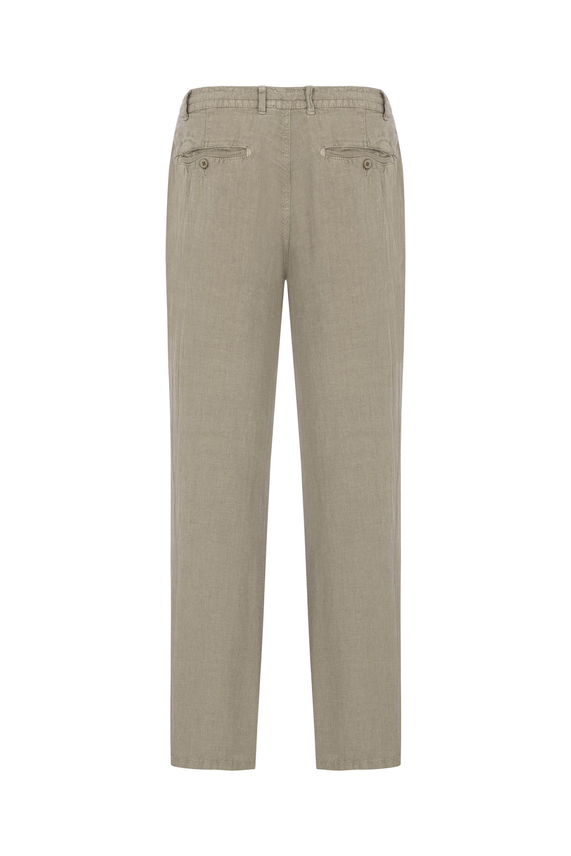 Erkek Bej Rengi Straight Fit Keten Pantolon