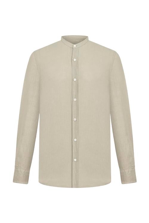  HAKİM YAKA REGULAR FIT KETEN GÖMLEK