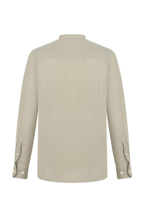  HAKİM YAKA REGULAR FIT KETEN GÖMLEK