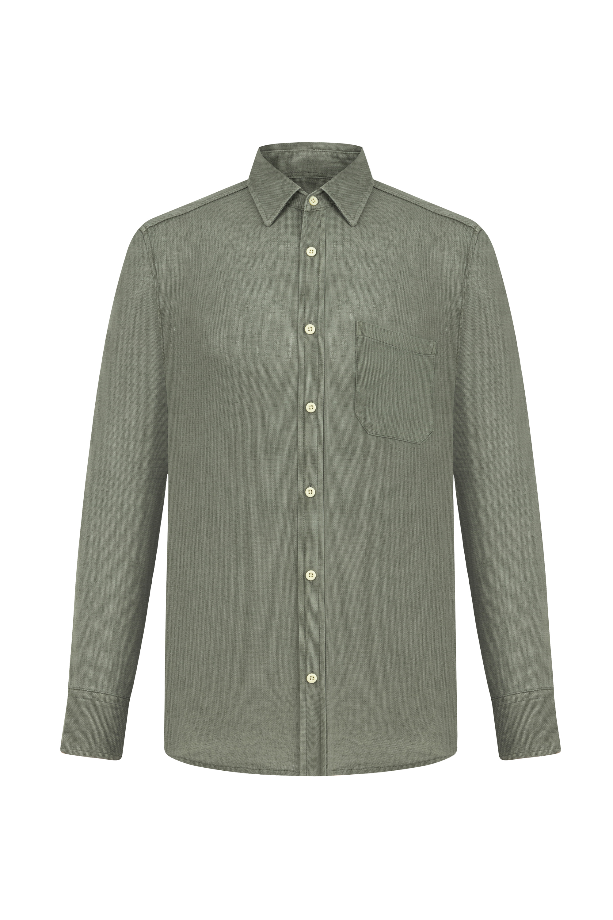 KETEN KARIŞIMLI REGULAR FIT GÖMLEK