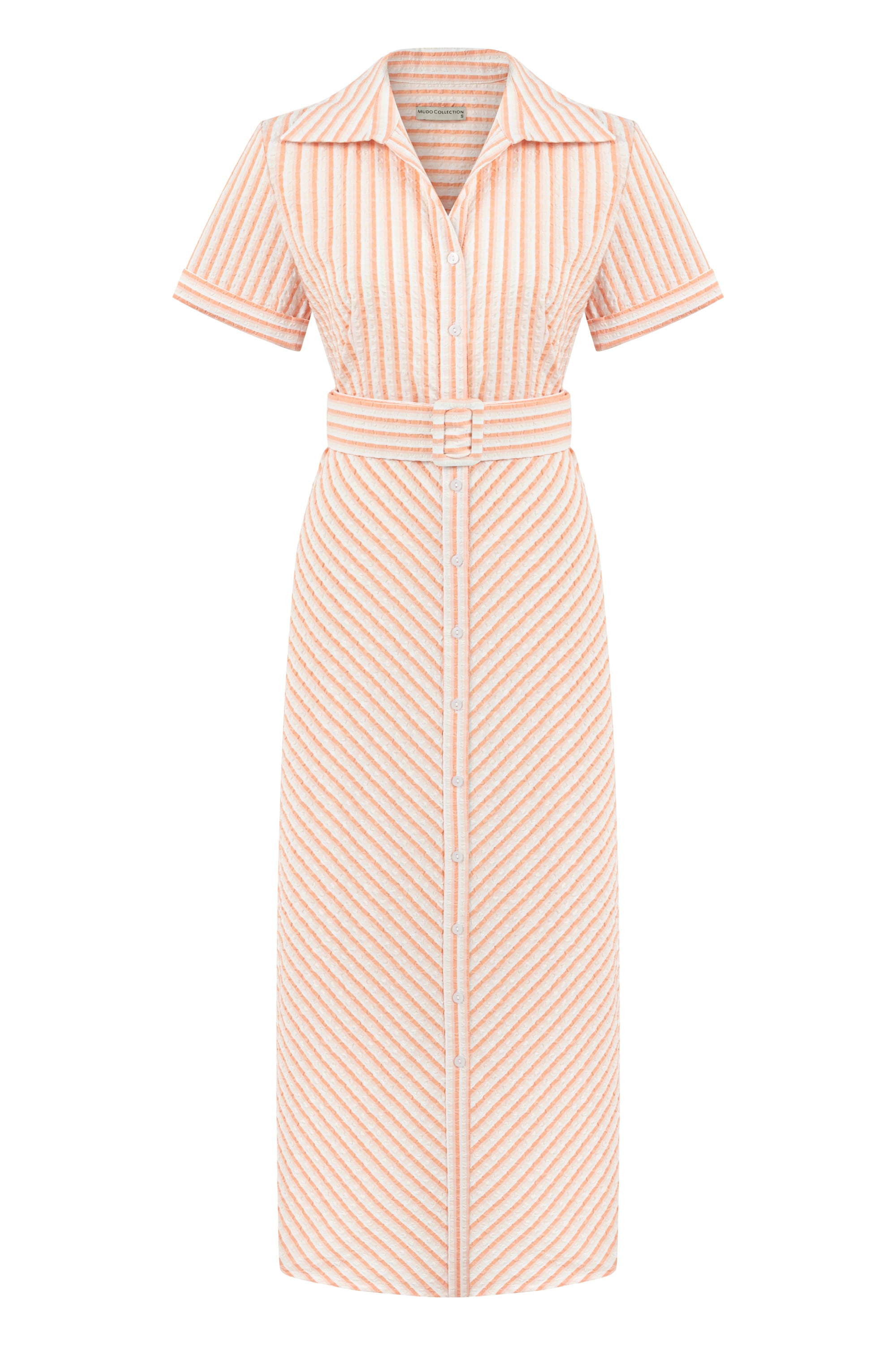 ÇİZGİLİ MİDİ GÖMLEK ELBİSE