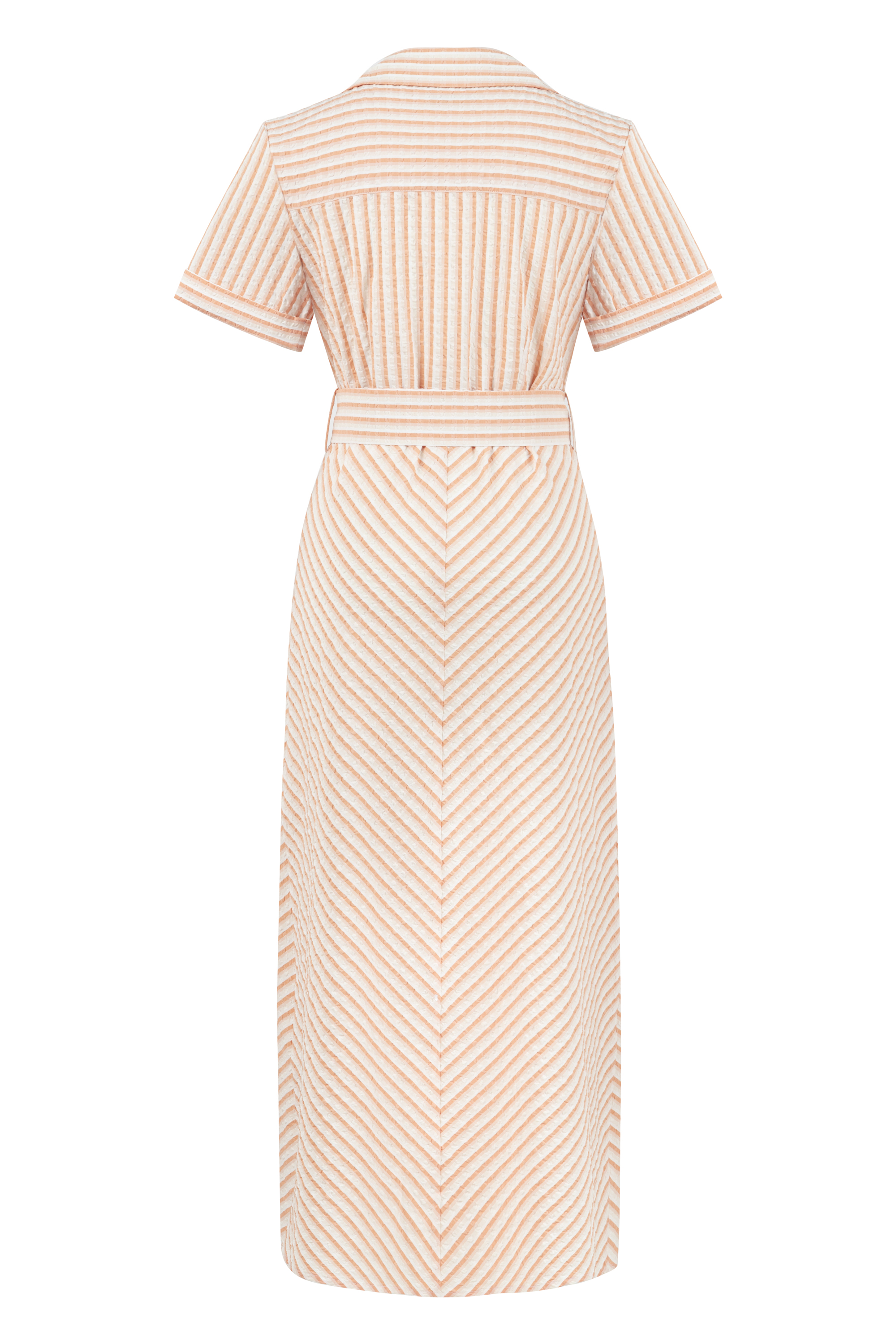 ÇİZGİLİ MİDİ GÖMLEK ELBİSE