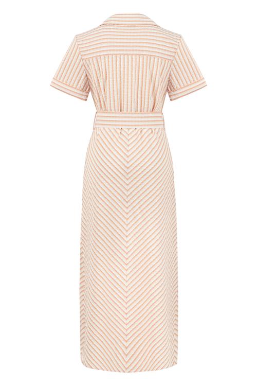  ÇİZGİLİ MİDİ GÖMLEK ELBİSE