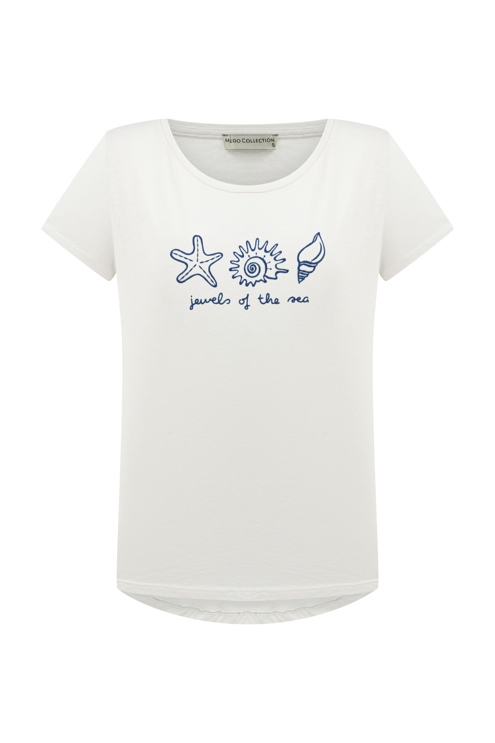 NAKIŞLI BİSİKLET YAKA KISA KOLLU T-SHIRT