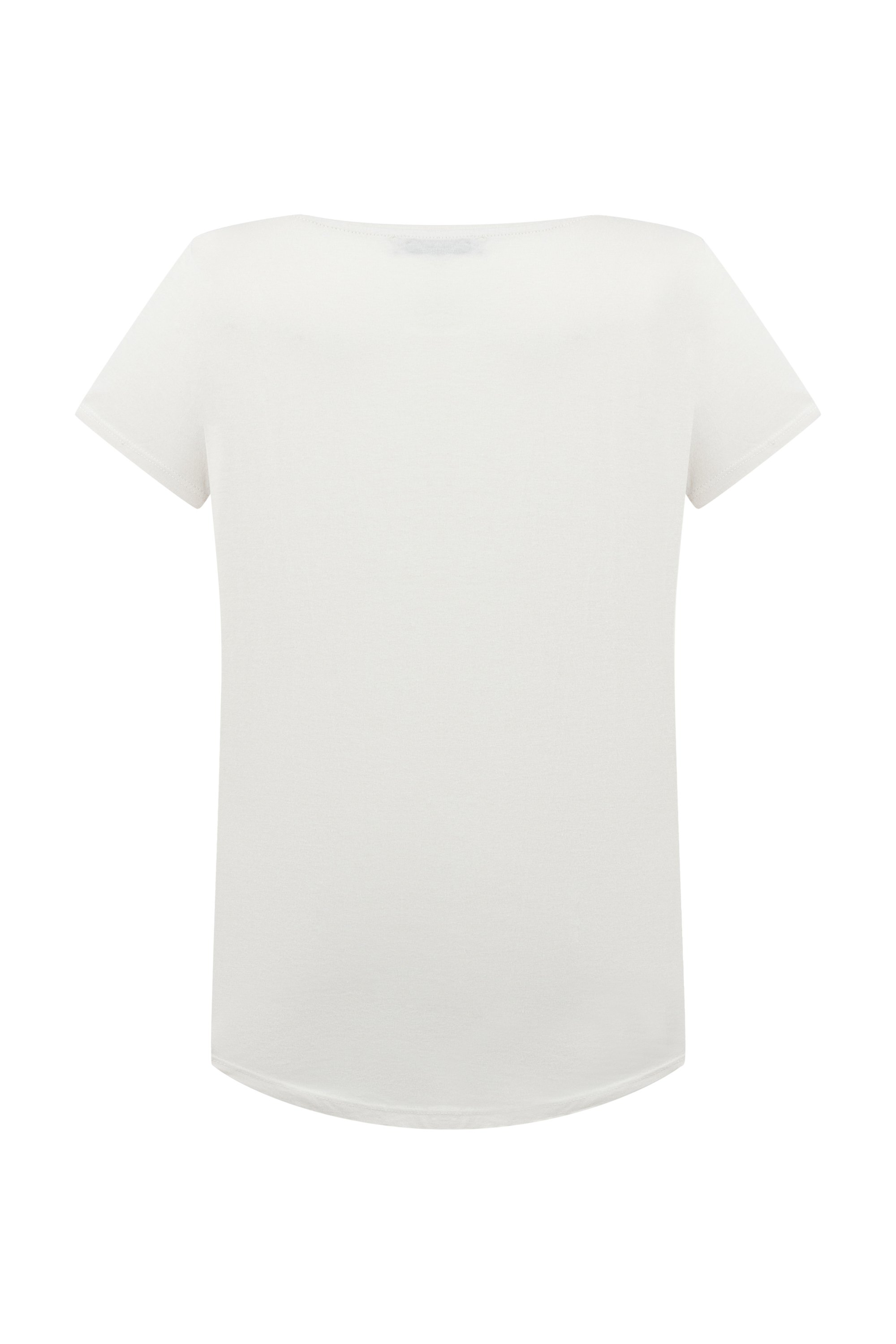 NAKIŞLI BİSİKLET YAKA KISA KOLLU T-SHIRT