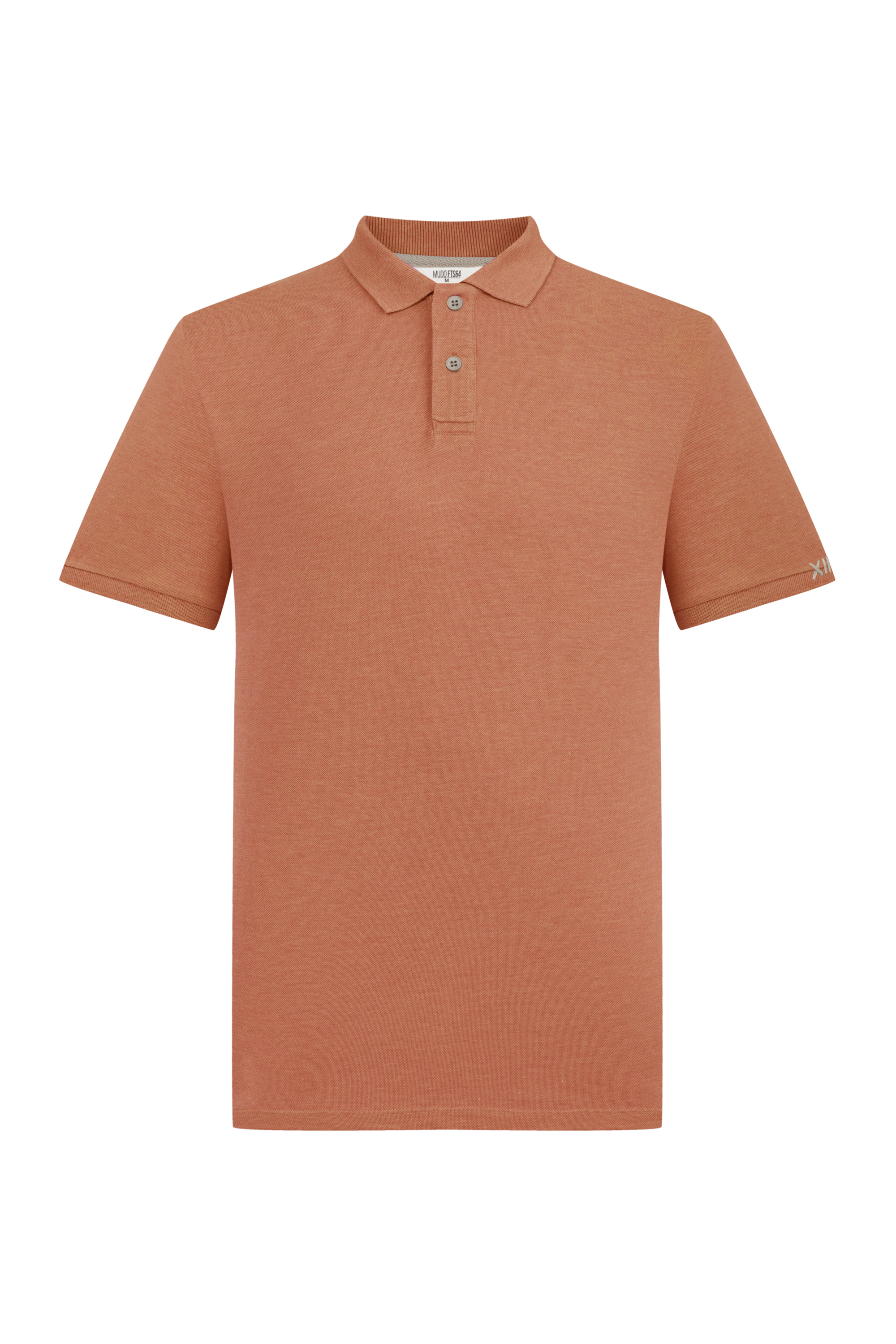 Erkek Kiremit Rengi Polo Yaka Nakışlı T-Shirt