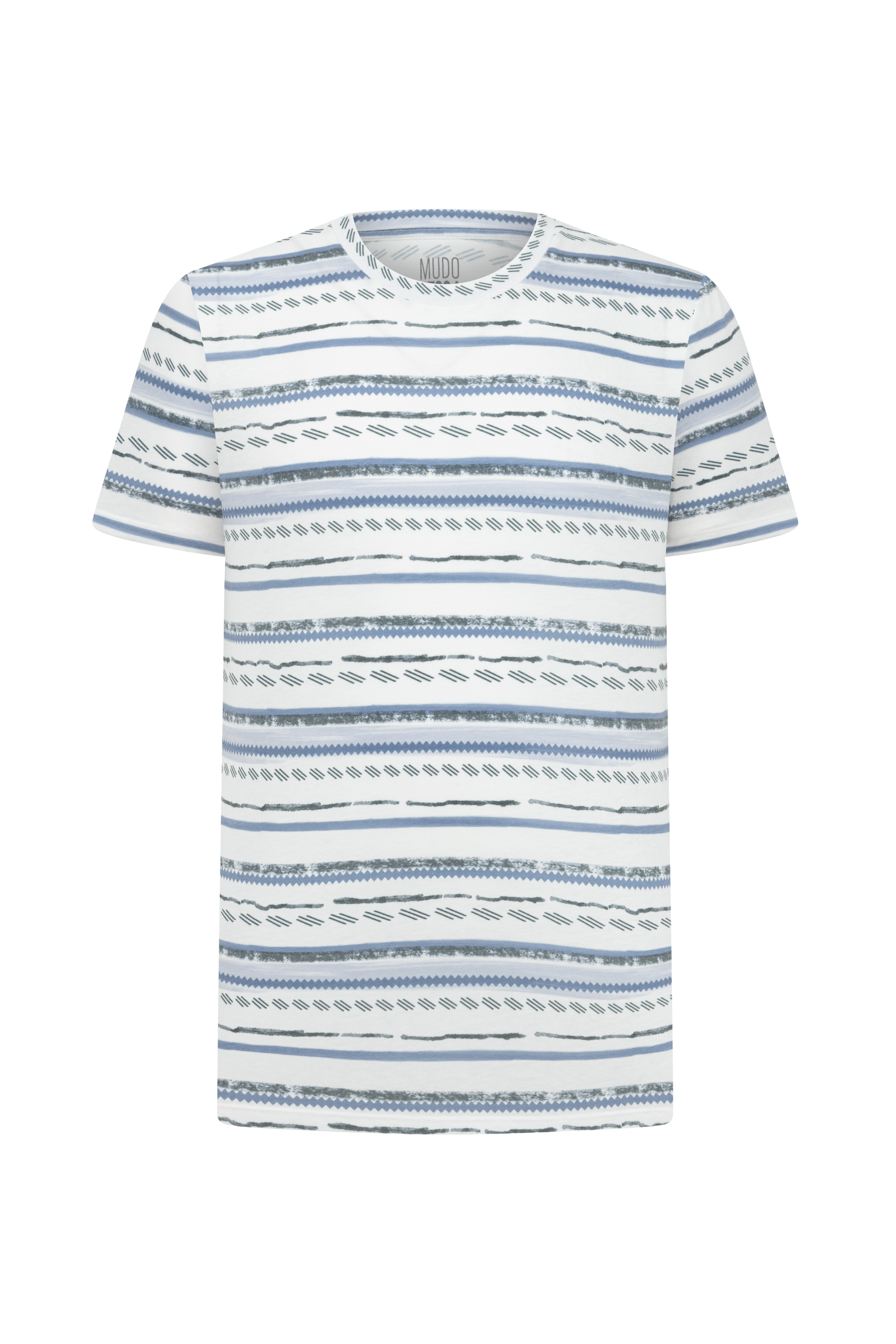 BASKILI BİSİKLET YAKA KISA KOLLU T-SHIRT