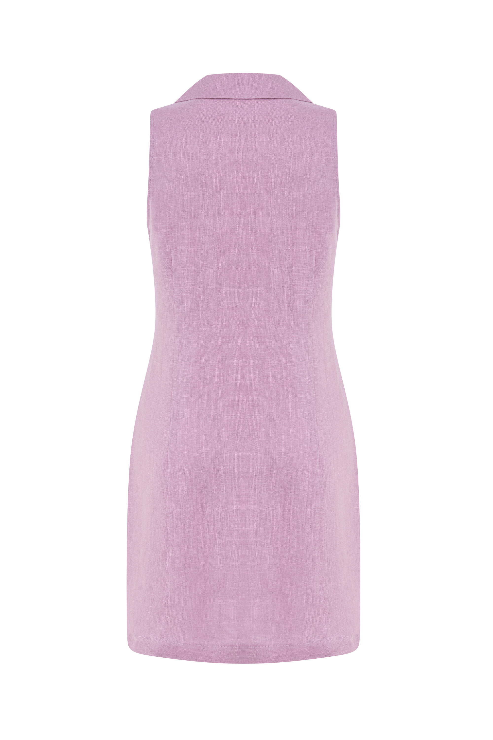 DÜĞMELİ KETEN MİNİ DAR ELBİSE