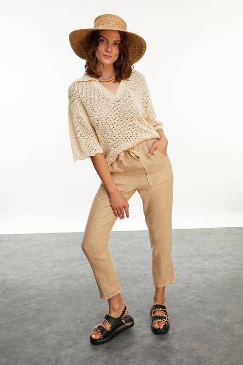  HAVUÇ KESİM KETEN PANTOLON