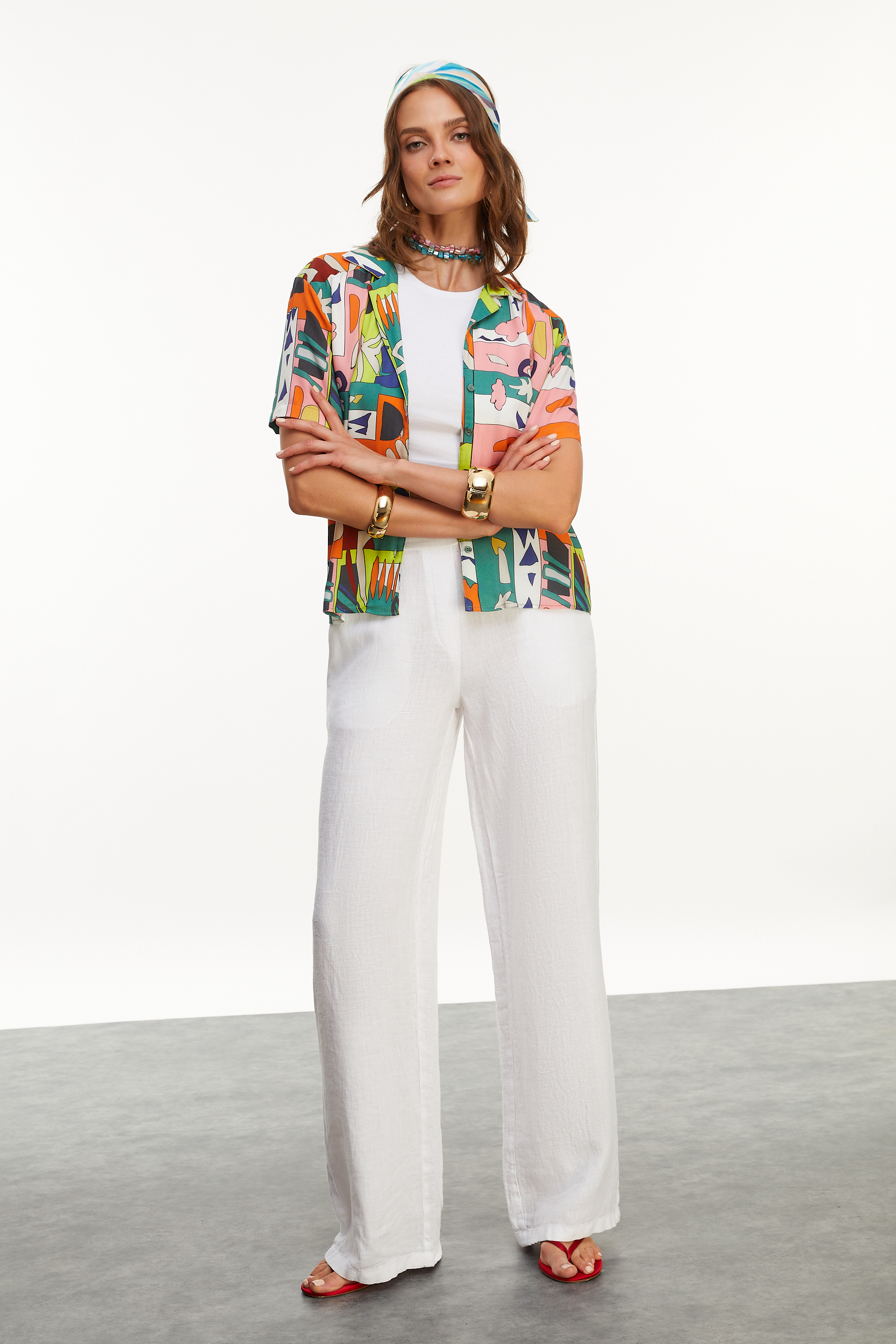 WIDE LEG KETEN PANTOLON