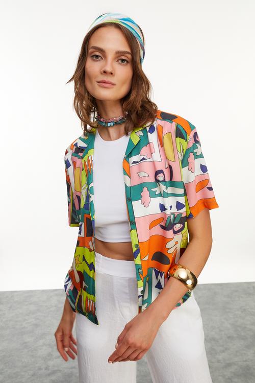  DESENLİ OVERSIZE KISA KOLLU GÖMLEK