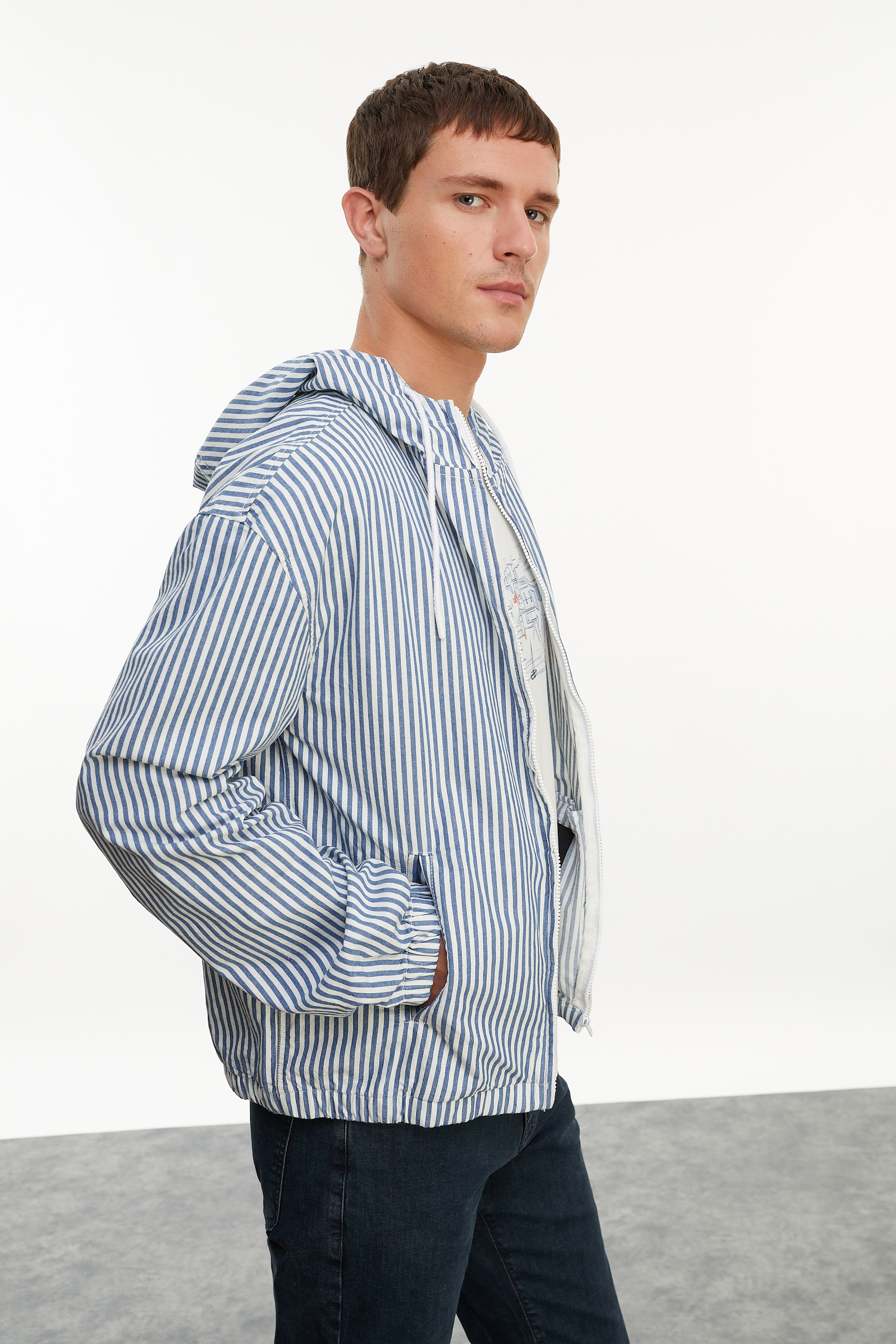 ÇİZGİLİ CASUAL CEKET