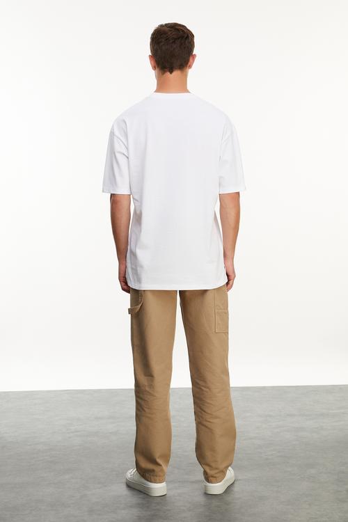  BASKILI OVERSIZE KISA KOLLU T-SHIRT