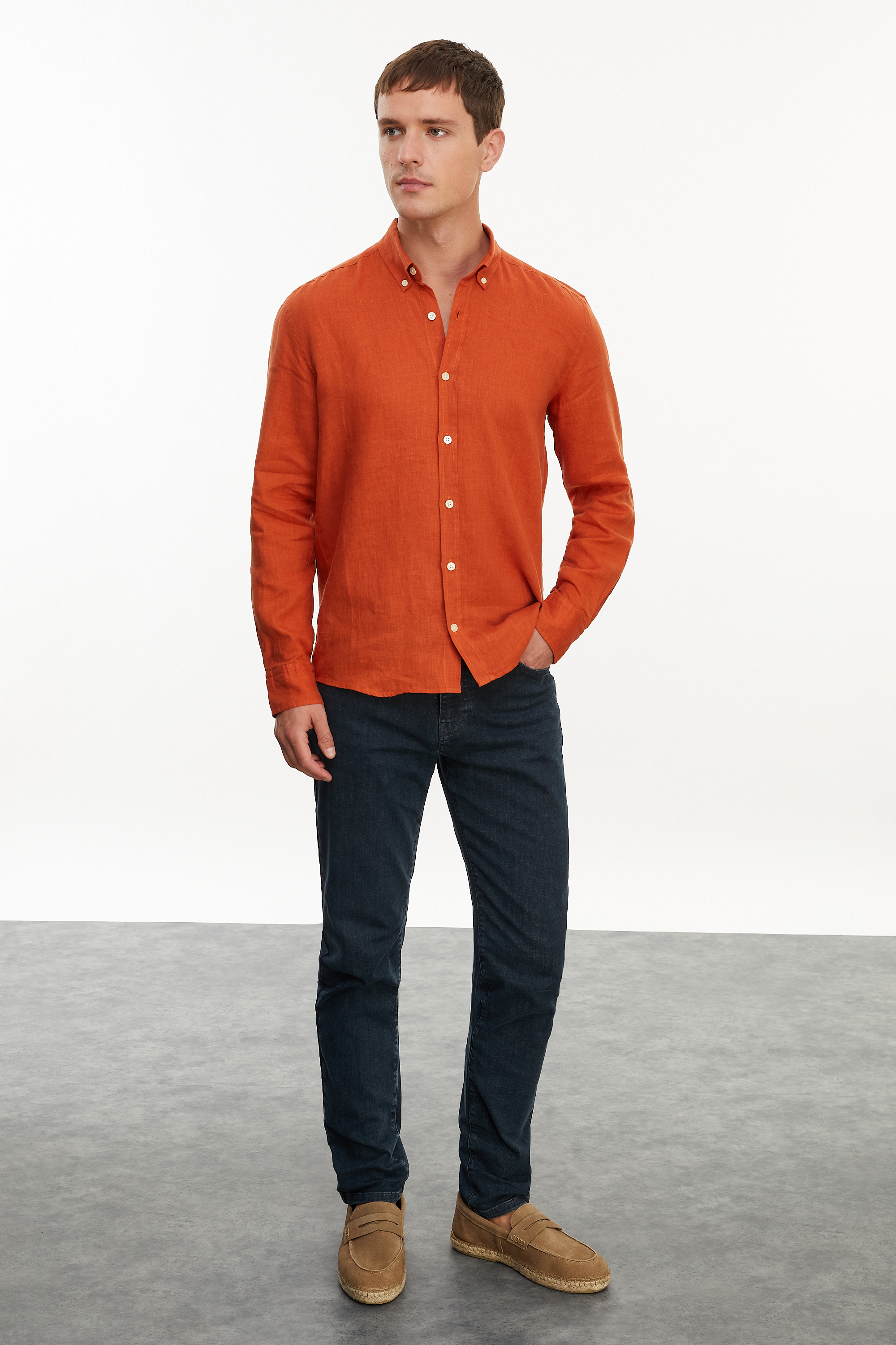 SLIM FIT KETEN GÖMLEK