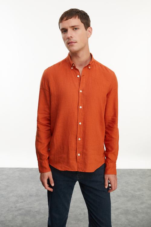  SLIM FIT KETEN GÖMLEK