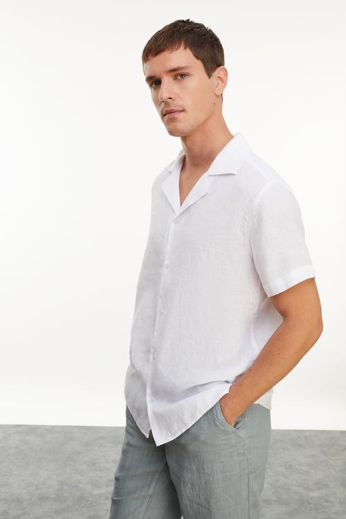  KISA KOLLU REGULAR FIT KETEN GÖMLEK