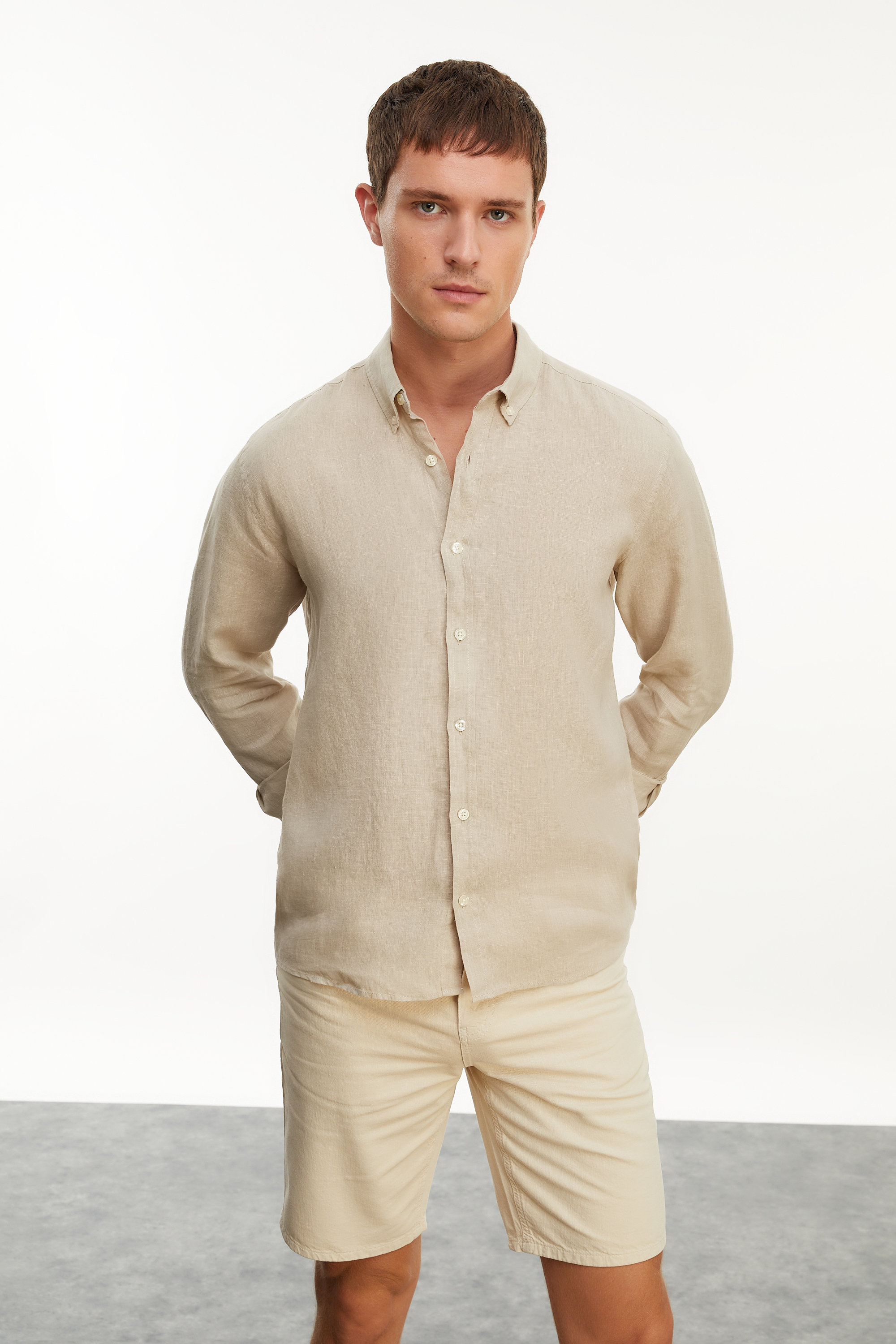 SLIM FIT KETEN GÖMLEK