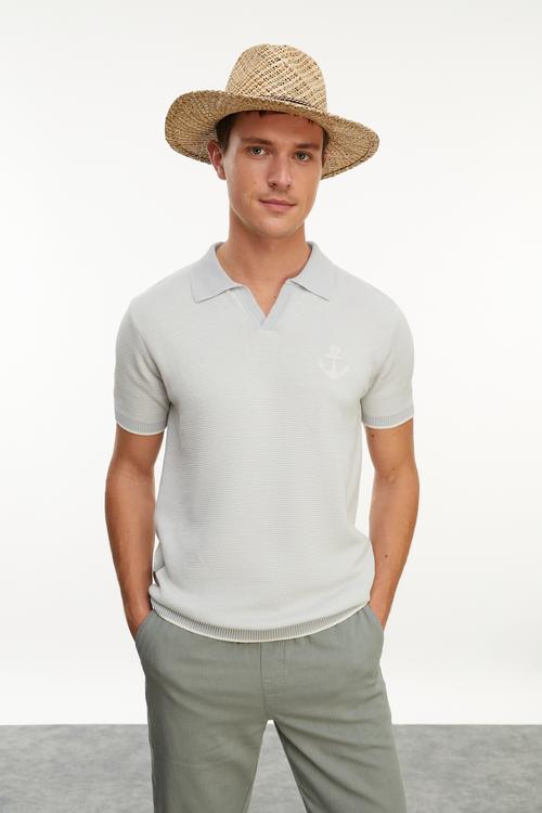  ÇAPA DETAYLI POLO YAKA KISA KOLLU TRİKO