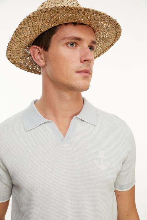  ÇAPA DETAYLI POLO YAKA KISA KOLLU TRİKO