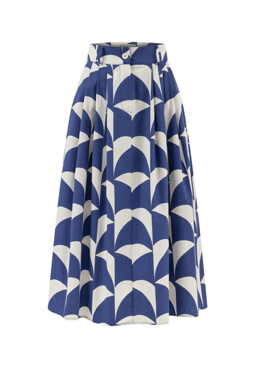  MARİN BASKILI A FORM MİDİ ETEK