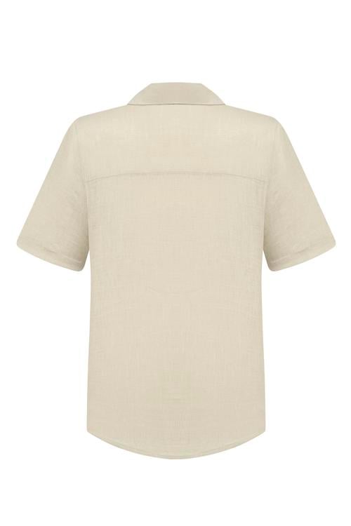  KISA KOLLU KETEN BLUZ