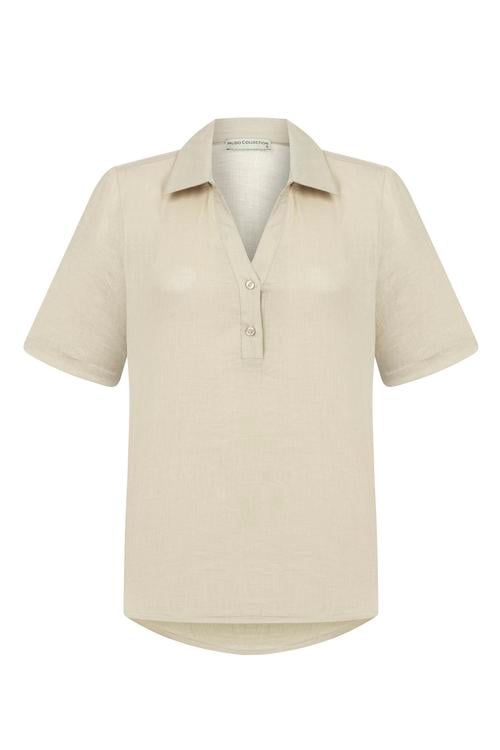  KISA KOLLU KETEN BLUZ