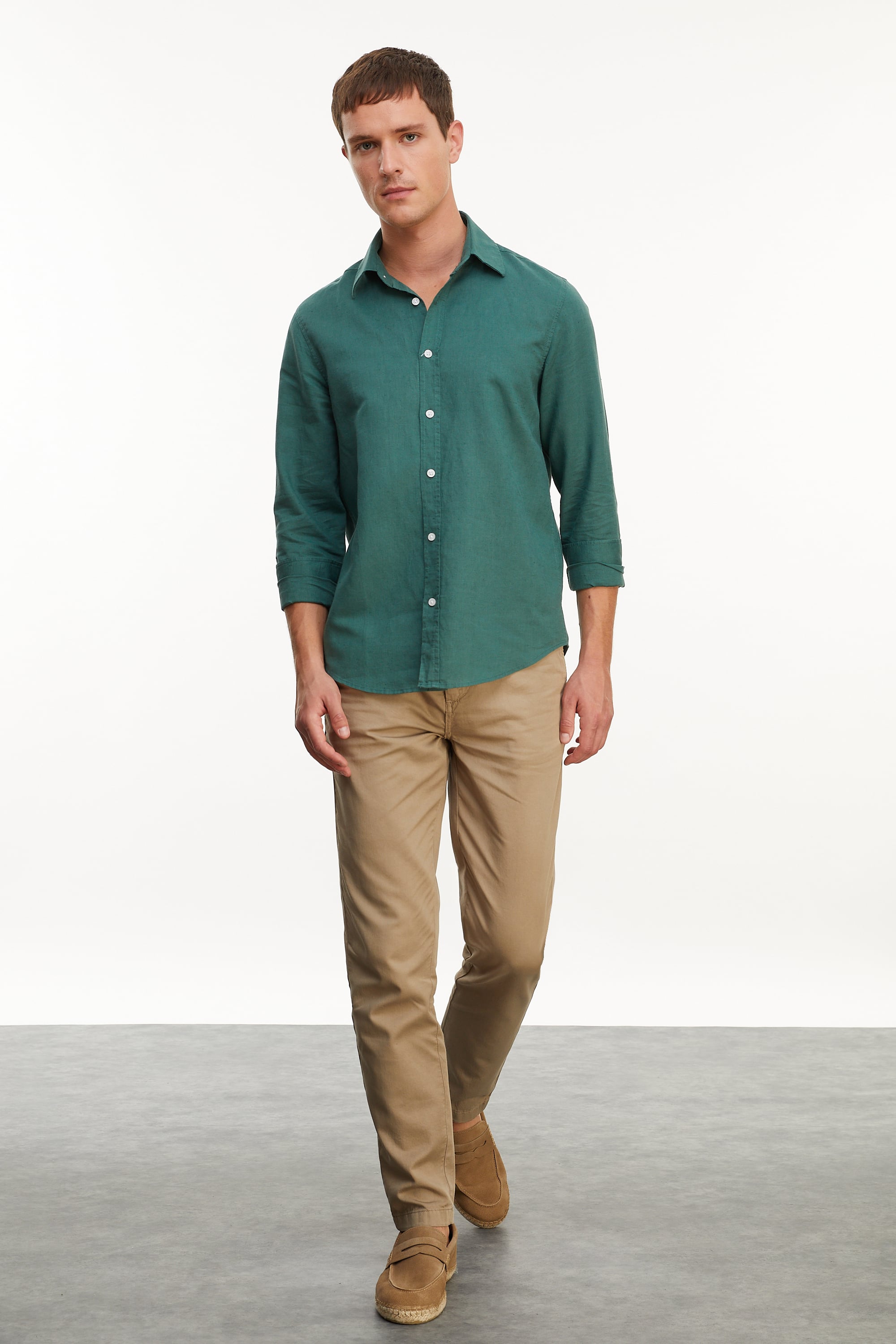 KETEN KARIŞIMLI REGULAR FIT GÖMLEK