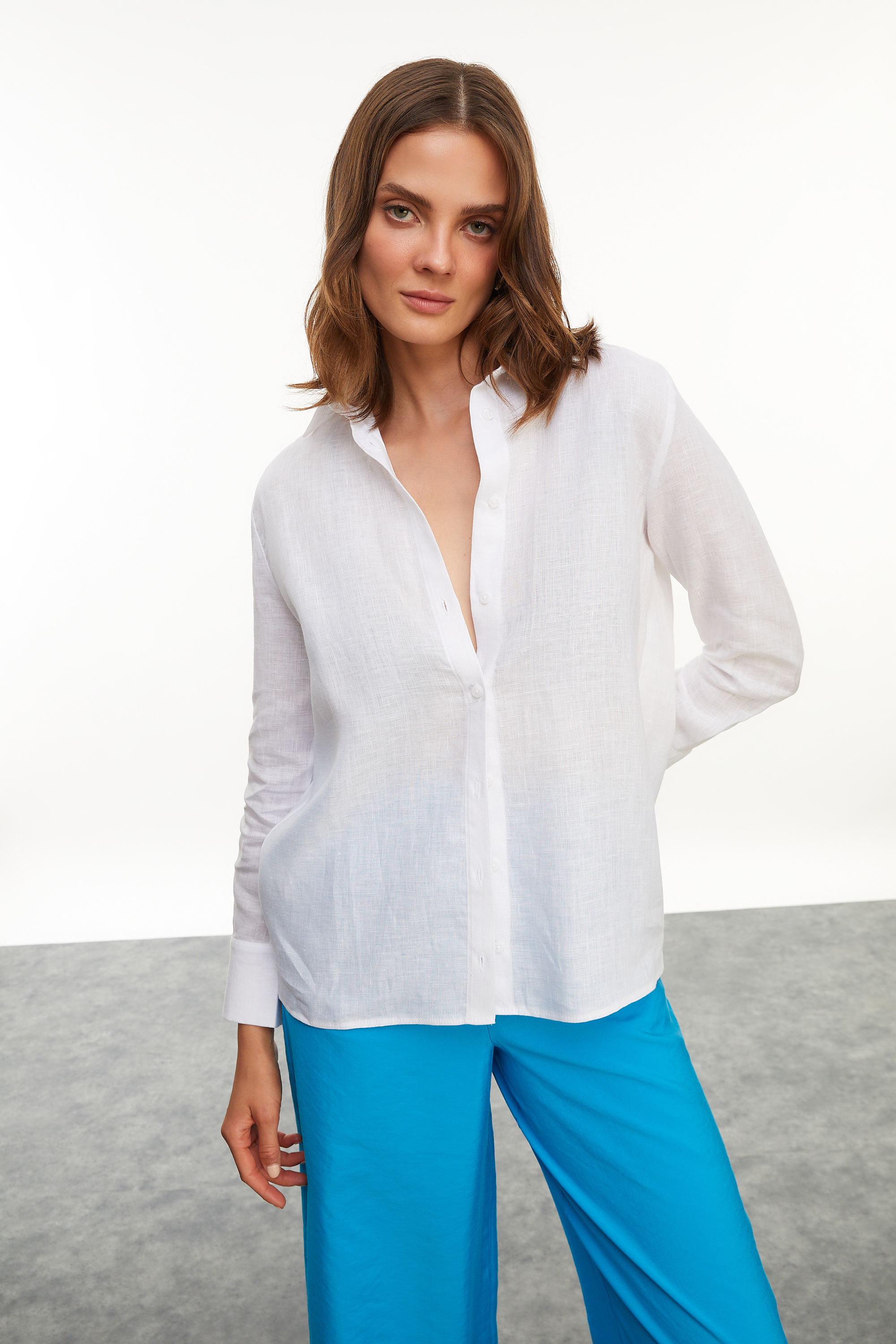 REGULAR FIT KETEN GÖMLEK