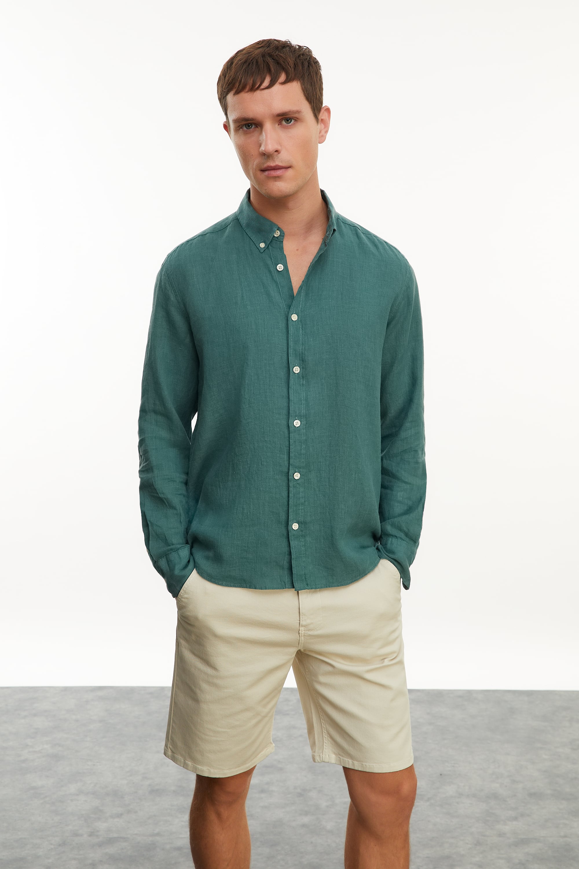 SLIM FIT KETEN GÖMLEK