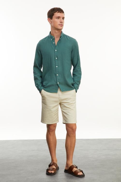 SLIM FIT KETEN GÖMLEK