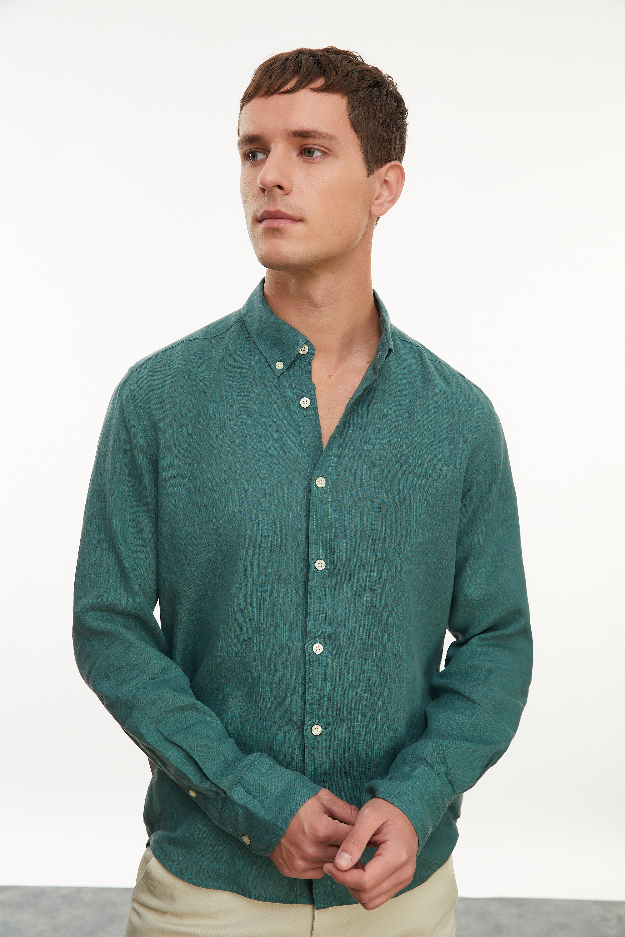 SLIM FIT KETEN GÖMLEK