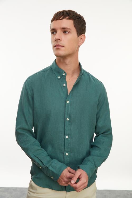 SLIM FIT KETEN GÖMLEK