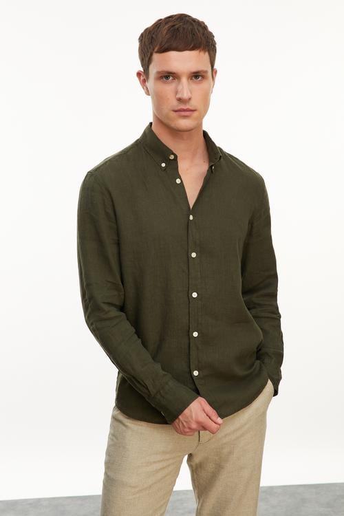  SLIM FIT KETEN GÖMLEK