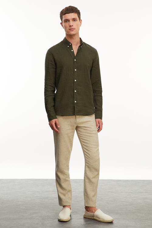  SLIM FIT KETEN GÖMLEK