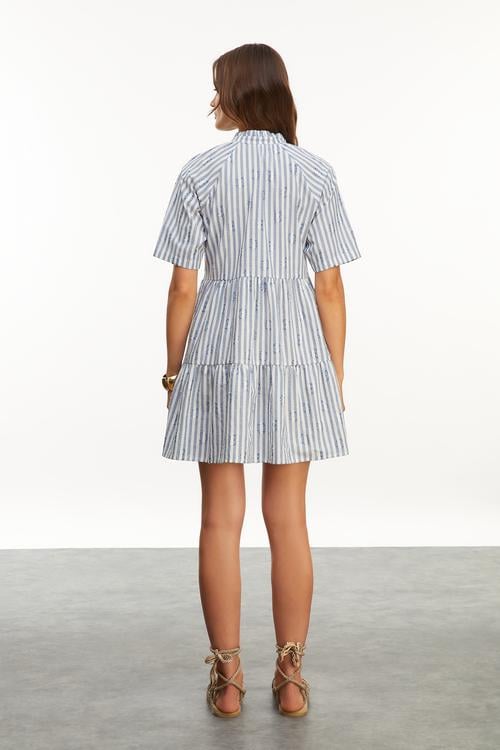  ÇİZGİLİ MİNİ KLOŞ ELBİSE