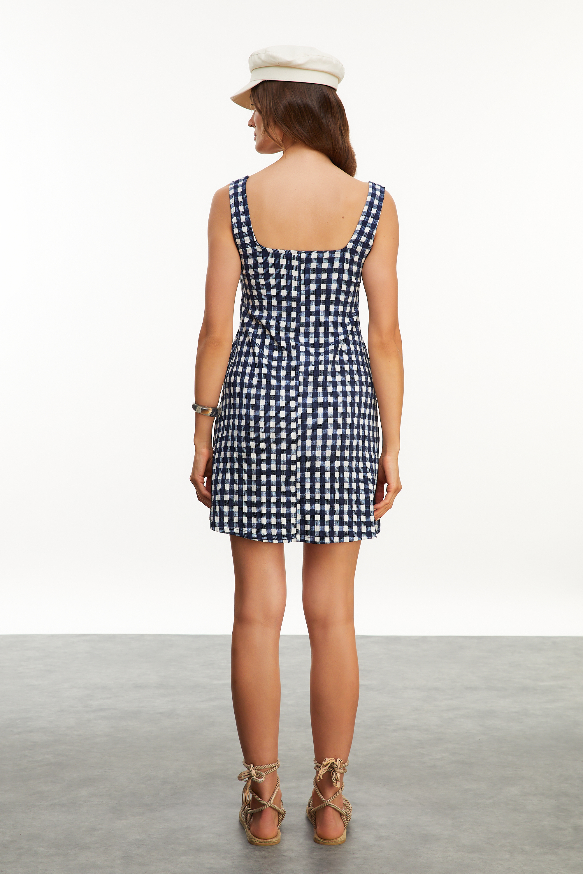 ÇİZGİLİ A FORM MİNİ ELBİSE