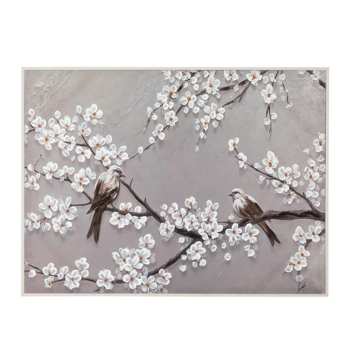 SPRING BIRDS ÇERÇEVELİ YAĞLIBOYA TABLO 90X120CM