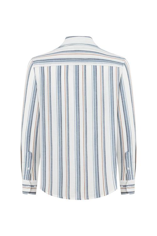  KETEN KARIŞIMLI REGULAR FIT ÇİZGİLİ GÖMLEK