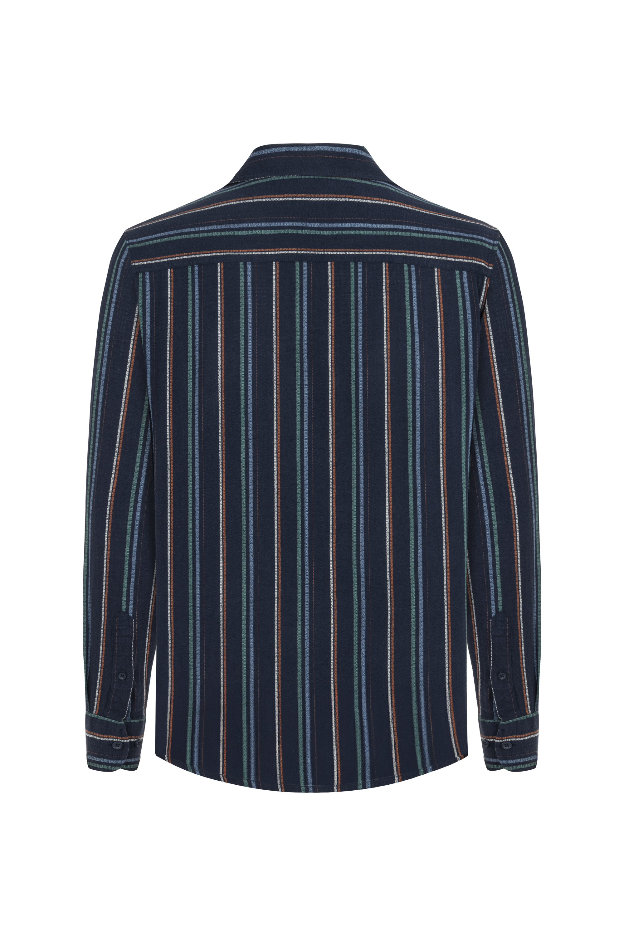 KETEN KARIŞIMLI REGULAR FIT ÇİZGİLİ GÖMLEK