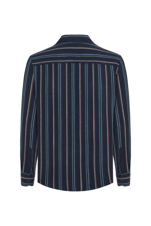  KETEN KARIŞIMLI REGULAR FIT ÇİZGİLİ GÖMLEK